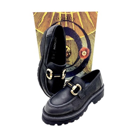 Gattinoni Linea Planetarium BELL 6328 Mocassino Donna Platform Con Accessorio Nero