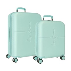 Pepe Jeans 7689525 SET 2 PZ Trolley  50-70 cm 4 Ruote Rigido Turchese