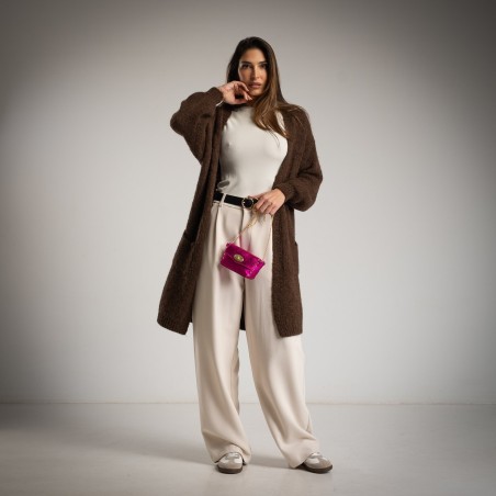 GC Wear  1905517 Just Be You Maxi Cardigan con Stampa sul Retro Cioccolato