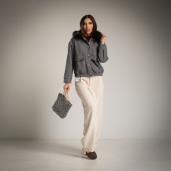 GC Wear 36698  MODE Bomber Foderato con Collo Ecofur Grigio  2