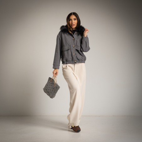 GC Wear 36698  MODE Bomber Foderato con Collo Ecofur Grigio 