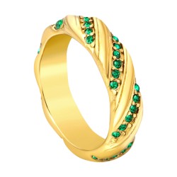 GC Jewels Anello con Smeraldi Intrecciati Verde
