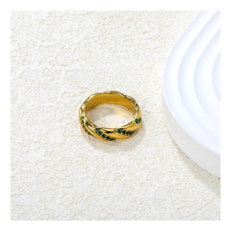 GC Jewels Anello con Smeraldi Intrecciati Verde