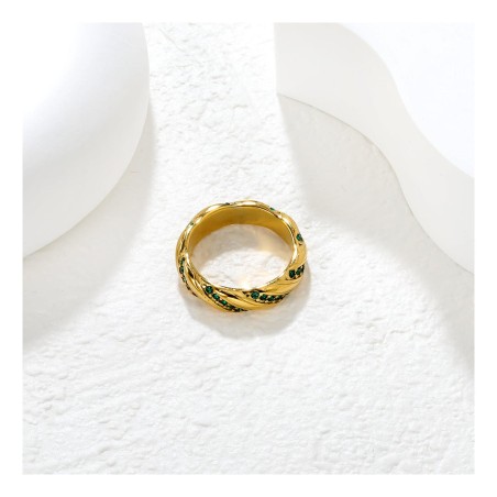GC Jewels Anello con Smeraldi Intrecciati Verde