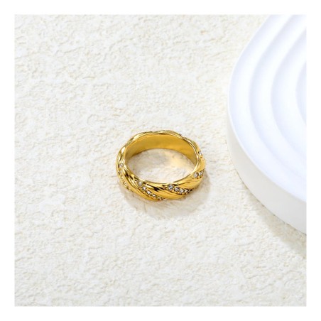 GC Jewels Anello con Zirconi Intrecciati Bianco