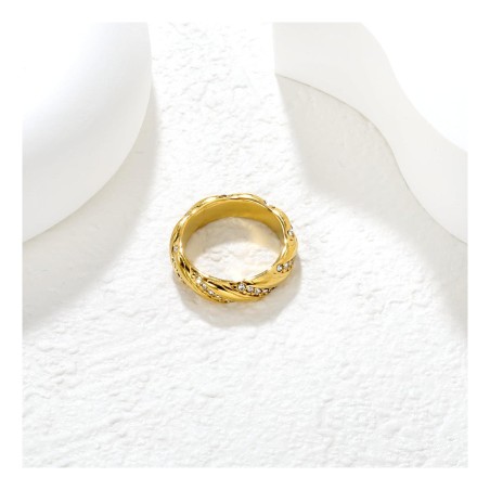 GC Jewels Anello con Zirconi Intrecciati Bianco