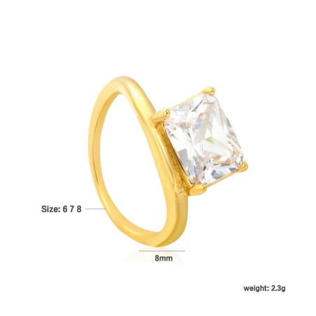 GC Jewels Anello con Zircone da 8 mm Bianco