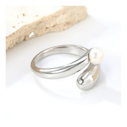 GC Jewels Anello Regolabile con Fascia a Curva e Perla 2