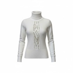 BLASH BS9700045 Maglioncino Donna Viscosa Treccia e Perle Mano Calda Latte