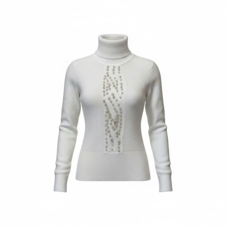 BLASH BS9700045 Maglioncino Donna Viscosa Treccia e Perle Mano Calda Latte