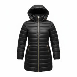 BLASH BS9740004 Piumino Donna Lungo In Nylon Con Cappuccio Staccabile Nero