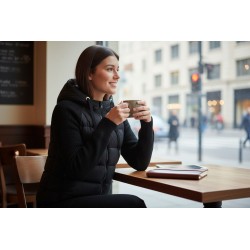 BLASH BS9740008 Piumino Donna Corto in Microfibra Con Maniche in Maglia Nero 2