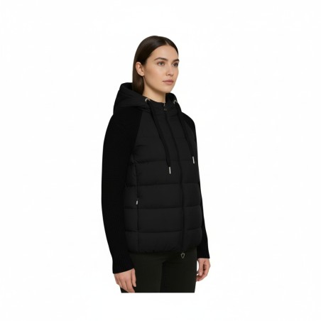 BLASH BS9740008 Piumino Donna Corto in Microfibra Con Maniche in Maglia Nero