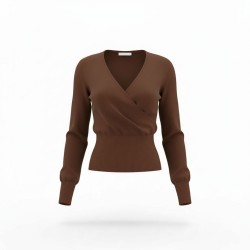 BLASH BS9700007 Maglioncino Incrocio Donna Viscosa Mano Calda Cacao