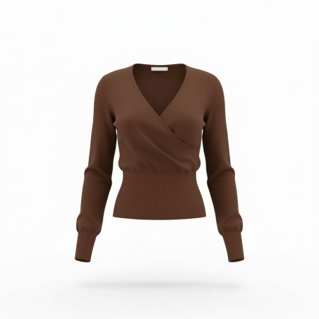 BLASH BS9700007 Maglioncino Incrocio Donna Viscosa Mano Calda Cacao