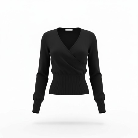 BLASH BS9700007 Maglioncino Incrocio Donna Viscosa Mano Calda Nero