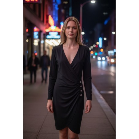 BLASH BS9710204 Abito Punto Milano Donna Con Bottoni Nero