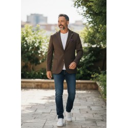 GC LUXURY FIRENZE Giacca Mono Petto Con Tasconi Uomo Marrone