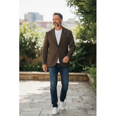 GC LUXURY FIRENZE Giacca Mono Petto Con Tasconi Uomo Marrone