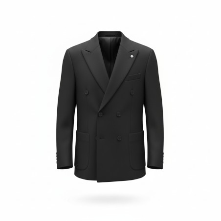 GC LUXURY TRIESTE Giacca Doppio Petto Doppio Spacco Con Tasconi Nero