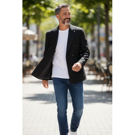 GC LUXURY TRIESTE Giacca Doppio Petto Doppio Spacco Con Tasconi Nero