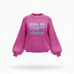 GC Wear A3591 Maglione Donna Con Scritta Ricamata Fuxia