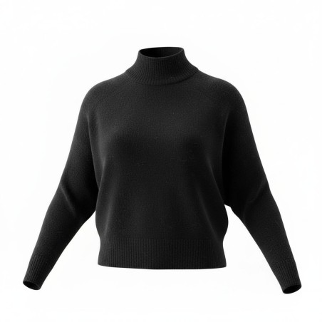 GC Wear 3150 Maglioncino Mezzo Collo Manica Pipistrello Corto Donna Nero