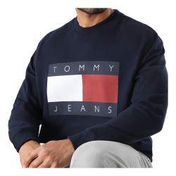 Tommy Jeans 22643 Felpa Uomo Girocollo Con Stampa Frontale Blu  2