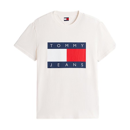 Tommy Jeans 22645 T-Shirt Uomo M/M Girocollo Con stampa Frontale Bianco