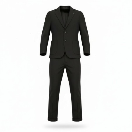 GC LUXURY VENEZIA Abito Uomo Giacca Mono Petto Con Tasconi e Pantalone Sartoriale Slim Nero
