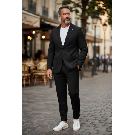 GC LUXURY VENEZIA Abito Uomo Giacca Mono Petto Con Tasconi e Pantalone Sartoriale Slim Nero