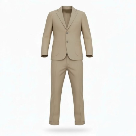 GC LUXURY VENEZIA Abito Uomo Giacca Mono Petto Con Tasconi e Pantalone Sartoriale Slim Beige