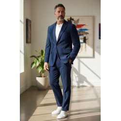 GC LUXURY VIENNA Abito In Velluto Uomo Giacca Mono petto e Pantalone Blu