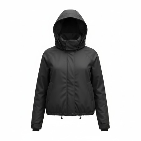 LINDA'S FW3448 Giubbotto Donna Corto Con Cappuccio Nero 