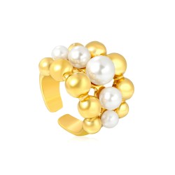 GC Jewels Anello Over con Perle e Perline Oro