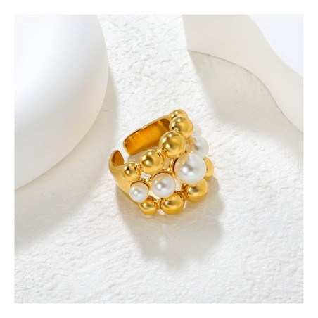 GC Jewels Anello Over con Perle e Perline Oro