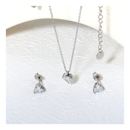GC Jewels Set Orecchini e Pendente con Punti Luce Cuore