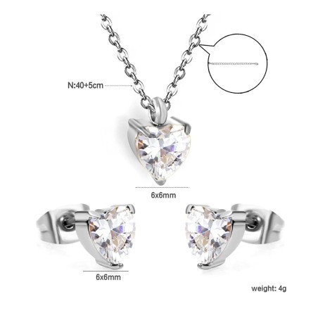 GC Jewels Set Orecchini e Pendente con Punti Luce Cuore