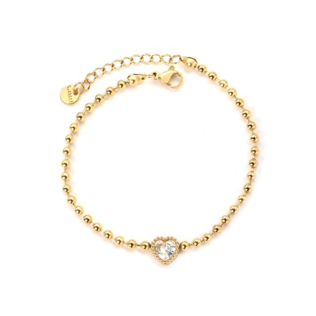GC Jewels Bracciale a Catena con Perline e Zircone Cuore