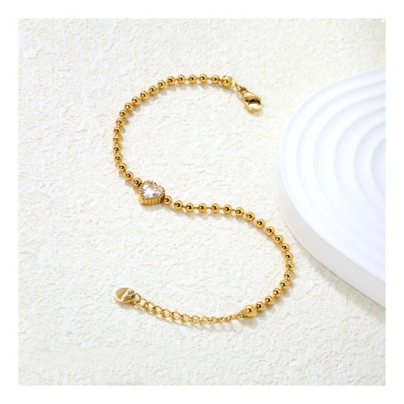 GC Jewels Bracciale a Catena con Perline e Zircone Cuore