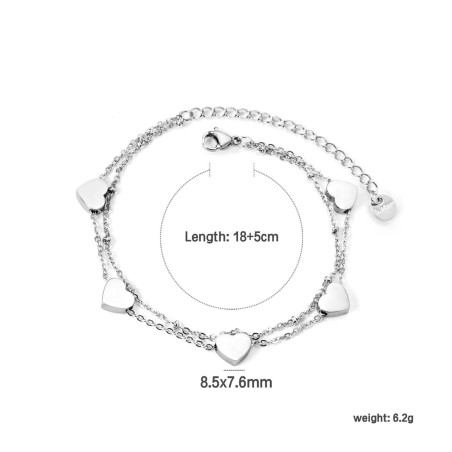 GC Jewels Bracciale con Ciondoli a Cuore Argento