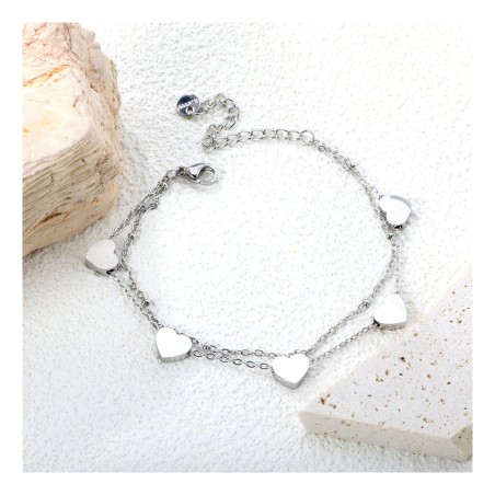 GC Jewels Bracciale con Ciondoli a Cuore Argento