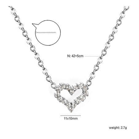 GC Jewels Collana Acciaio con Pendente Cuore e Zirconi