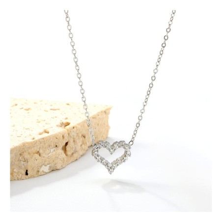 GC Jewels Collana Acciaio con Pendente Cuore e Zirconi