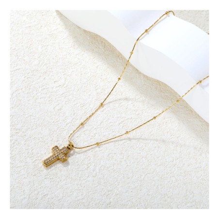 GC Jewels Collana con Ciondolo a Croce con Zirconi