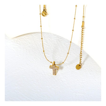 GC Jewels Collana con Ciondolo a Croce con Zirconi