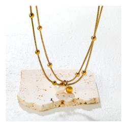 GC Jewels Collana con Pendente Oro e Finta Perla Bianca 