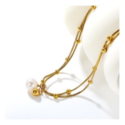 GC Jewels Collana con Pendente Oro e Finta Perla Bianca  2