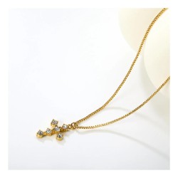 GC Jewels Collana Oro con Pendente a Croce con Pietre Bianche  2