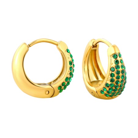 GC Jewels Orecchini a Cerchio con Pietre Verde Smeraldo